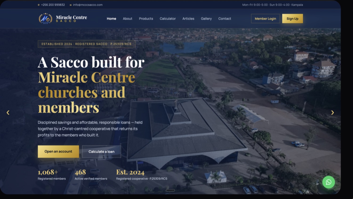 Miracle Centre SACCO website homepage